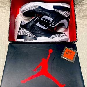Size 9 Jordan three black cement